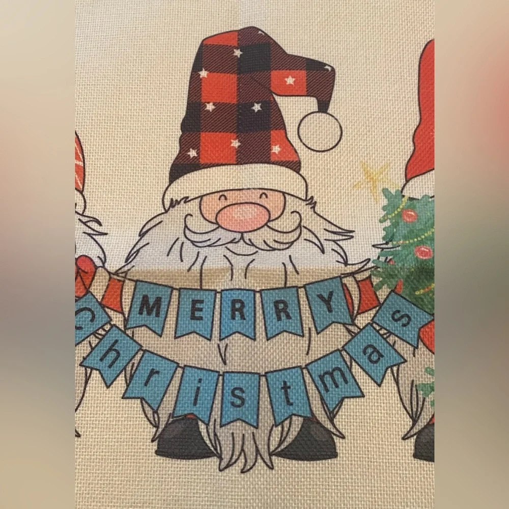THREE SANTAS MERRY CHRISTMAS THROW PILLOW COVER 17” X 17.5” Holiday Home Decor